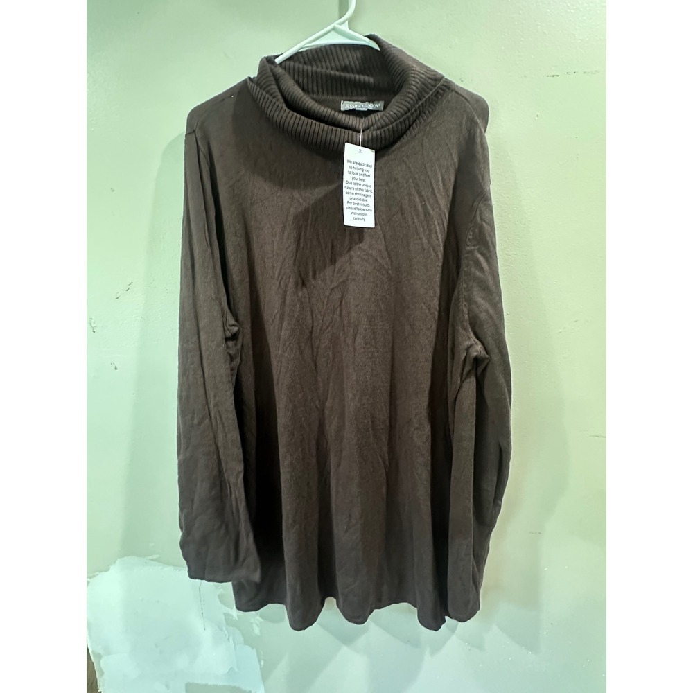 Jessica London Brown Cashmere Blend Turtleneck Sweater Womens 22/24 Plus Size